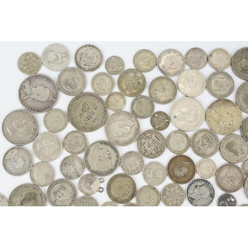 21 - A large collection of British pre decimal pre 1947 and pre 1920 silver coins to include half crowns,... 