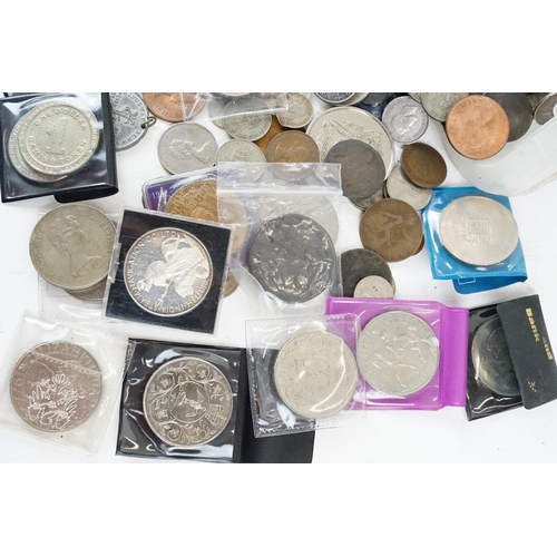 5 - A large collection of British decimal and pre decimal coins to include half crowns, florins, shillin... 