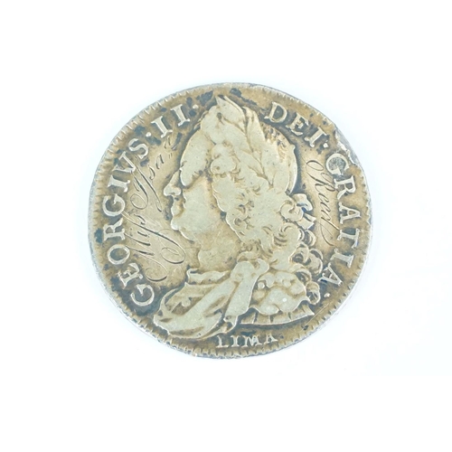 52 - A British King George II 1746 silver half crown coin.