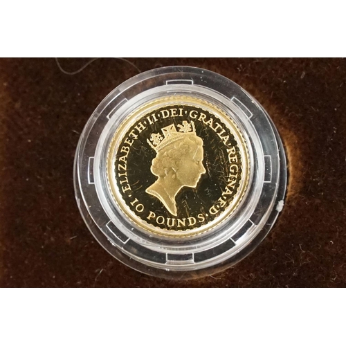 56 - A Royal Mint United Kingdom 1994 Britannia gold proof £10 coin, encapsulated within fitted display c... 