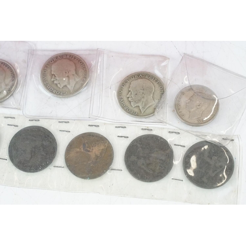 6 - A collection of mainly British pre decimal coins to include King George V and Queen Victoria silver ... 