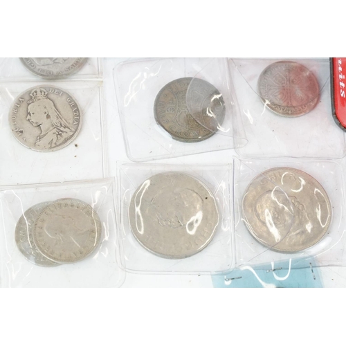 6 - A collection of mainly British pre decimal coins to include King George V and Queen Victoria silver ... 