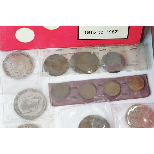 6 - A collection of mainly British pre decimal coins to include King George V and Queen Victoria silver ... 