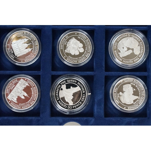 63 - The Queen Elizabeth the Queen Mother silver proof coin set, comprising of 24 silver proof coins enca... 