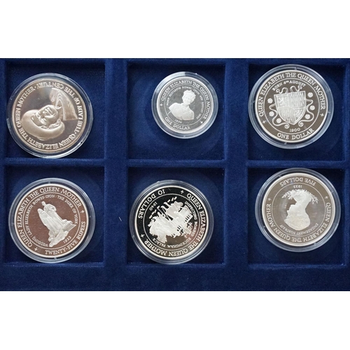 63 - The Queen Elizabeth the Queen Mother silver proof coin set, comprising of 24 silver proof coins enca... 