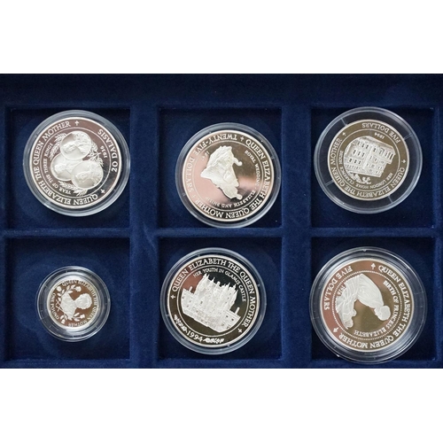 63 - The Queen Elizabeth the Queen Mother silver proof coin set, comprising of 24 silver proof coins enca... 