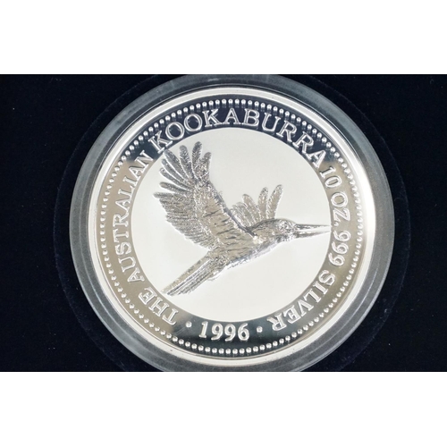 65 - A Westminster Mint Australia 1995 10oz silver Kookaburra silver coin, encapsulated within fitted dis... 