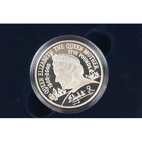 66 - A Royal Mint Queen Mother silver proof centenary crown together with the Diana Princess of Wales sil... 