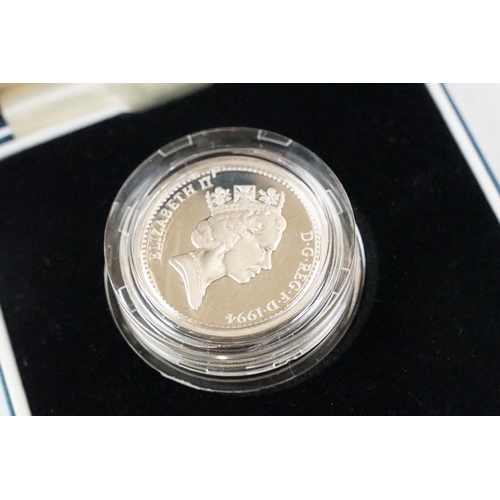 69 - Three Royal Mint United Kingdom silver proof £1 coins to include 1994, 1997 and the 1997 Piedfort ex... 