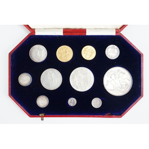 79 - A Royal Mint King Edward VII eleven coin matt proof set: Sovereign bare head r. Reverse St George an... 