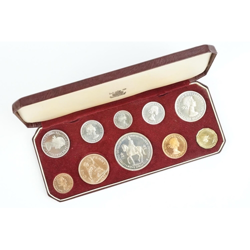 80 - A Royal Mint Queen Elizabeth II coronation 1953 proof coin set, ten coins set within red fitted disp... 