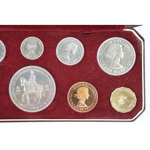 80 - A Royal Mint Queen Elizabeth II coronation 1953 proof coin set, ten coins set within red fitted disp... 