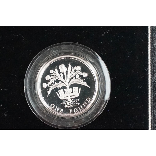 86 - A Royal Mint Queen Elizabeth II 1984-1987 £1 piedfort silver proof four coin set, encapsulated withi... 