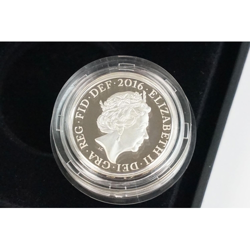 93 - A collection of three Royal Mint Queen Elizabeth II £1 silver proof coins to include 2016, 2015, and... 