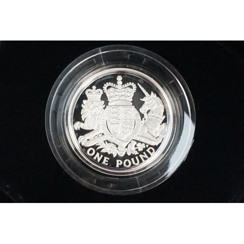 93 - A collection of three Royal Mint Queen Elizabeth II £1 silver proof coins to include 2016, 2015, and... 