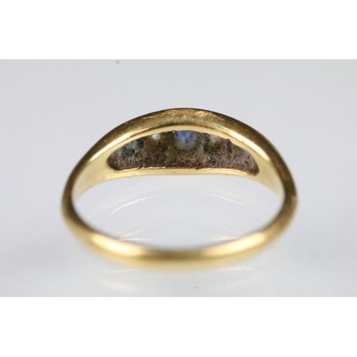 30 - Early 20th Century 18ct gold sapphire and diamond boat head ring. The ring set with a central oval c... 