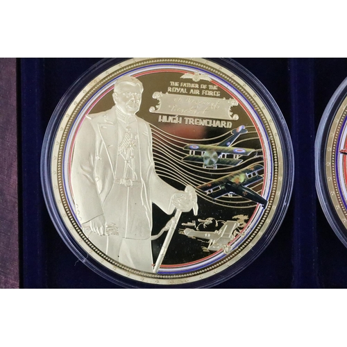 211 - A Windsor Mint '100th Anniversary of the Royal Air Force' six gold plated coin collectors set encaps... 