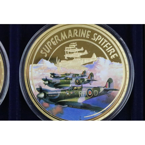 211 - A Windsor Mint '100th Anniversary of the Royal Air Force' six gold plated coin collectors set encaps... 