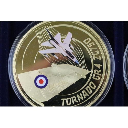 211 - A Windsor Mint '100th Anniversary of the Royal Air Force' six gold plated coin collectors set encaps... 