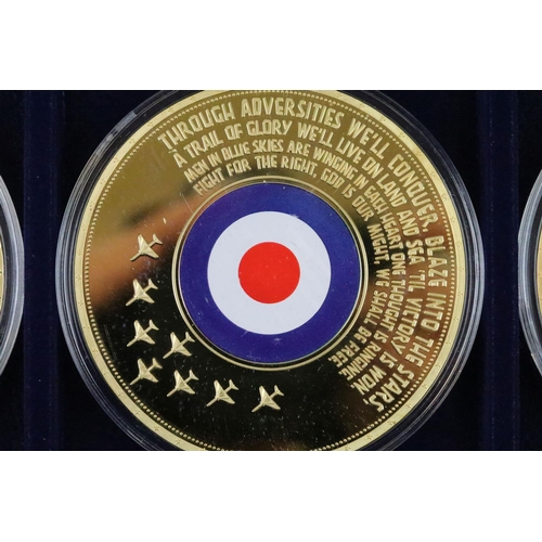 211 - A Windsor Mint '100th Anniversary of the Royal Air Force' six gold plated coin collectors set encaps... 