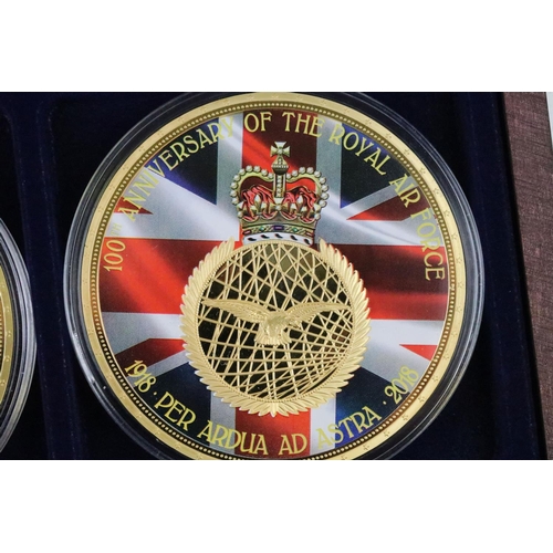 211 - A Windsor Mint '100th Anniversary of the Royal Air Force' six gold plated coin collectors set encaps... 