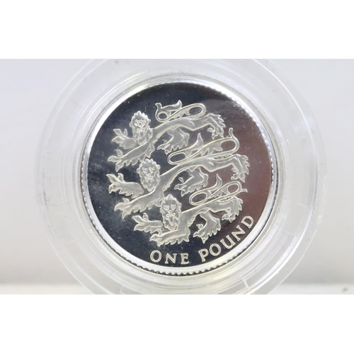 216 - A collection of three silver proof coins to include two £1 coins and a £2 coin, all in encapsulated ... 