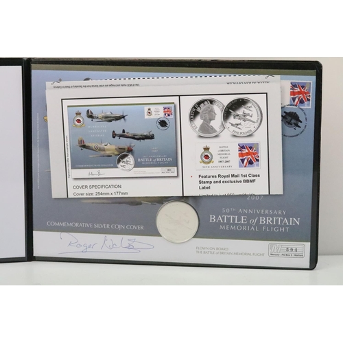 229 - Two silver £5 coin / stamp covers to include the 50th anniversary of 'The Battle of Britian' and the... 