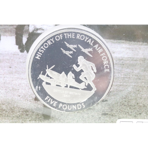 229 - Two silver £5 coin / stamp covers to include the 50th anniversary of 'The Battle of Britian' and the... 