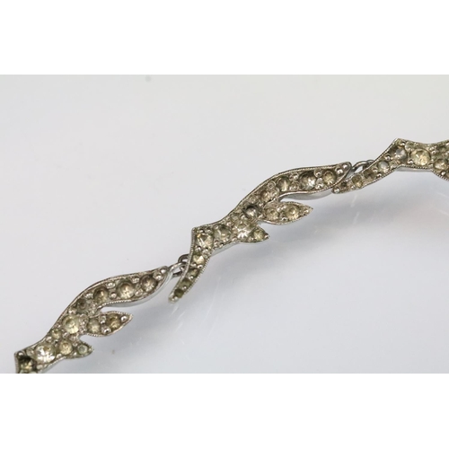 2 - Christian Dior - 1950s vintage Mitchel Maer for dior white metal floral collar necklace being set wi... 