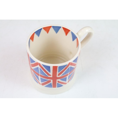 12 - Emma Bridgewater hand decorated Union Jack teapot and pair of mugs along with a matching melamine Un... 