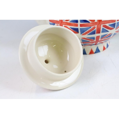 12 - Emma Bridgewater hand decorated Union Jack teapot and pair of mugs along with a matching melamine Un... 