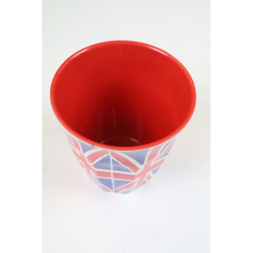 12 - Emma Bridgewater hand decorated Union Jack teapot and pair of mugs along with a matching melamine Un... 