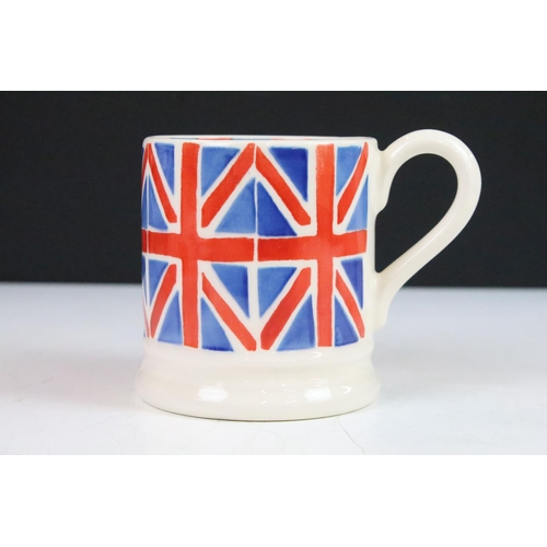 12 - Emma Bridgewater hand decorated Union Jack teapot and pair of mugs along with a matching melamine Un... 