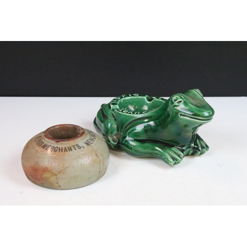 20 - Large green ceramic frog L'Heritier-Guyot Dijon bistro advertising ashtray together with Cullen & so... 