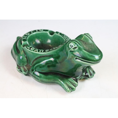 20 - Large green ceramic frog L'Heritier-Guyot Dijon bistro advertising ashtray together with Cullen & so... 