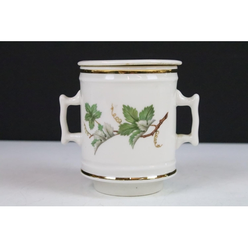 22 - J.Chomette & Son Ltd French stack infuser teapot with side handle decorated with a foliage design an... 