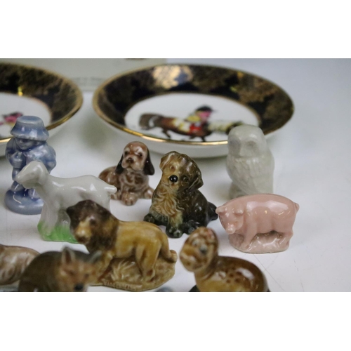 24 - Large assortment of Wade whimsies together with a Wedgwood Peter Rabbit mug and a pair of Thelwell F... 