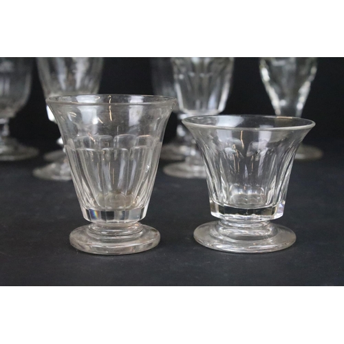 31 - Collection of mostly 19th century assortment of glasses to include two rummers, cut glass and etched... 