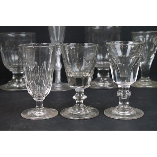 31 - Collection of mostly 19th century assortment of glasses to include two rummers, cut glass and etched... 