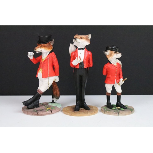 37 - Three Border Fine Arts models of foxes, two dressed in hunting apparel including The Duke of Reynard... 