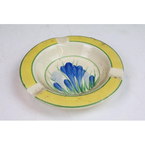 4 - Bizarre by Clarice Cliff hand painted blue crocus ashtray together with soldier and sailor cruet sal... 