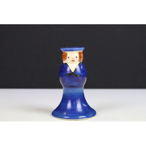 4 - Bizarre by Clarice Cliff hand painted blue crocus ashtray together with soldier and sailor cruet sal... 