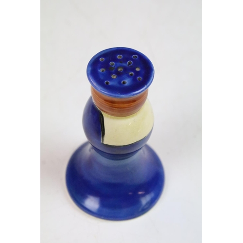 4 - Bizarre by Clarice Cliff hand painted blue crocus ashtray together with soldier and sailor cruet sal... 