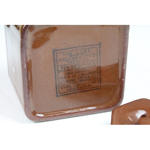 40 - Two cube teapots, one in glossy brown finish and one example of Wedgwood 'Kelso' pattern together wi... 