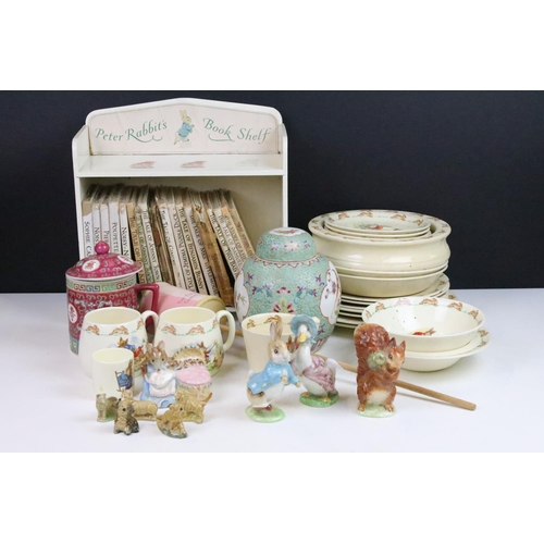 46 - Royal Doulton Bunnykins children's set of plates and bowls, cups and egg cup, together with Beswick ... 