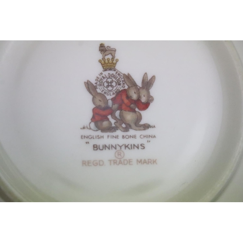 46 - Royal Doulton Bunnykins children's set of plates and bowls, cups and egg cup, together with Beswick ... 