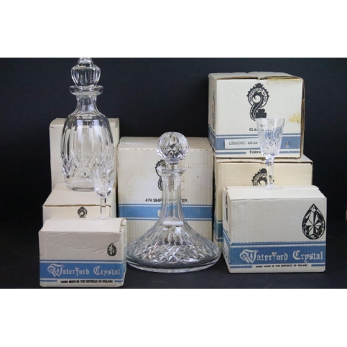 48 - Selection of Waterford crystal items to include brandy decanter, spirit decanter, six sherry glasses... 