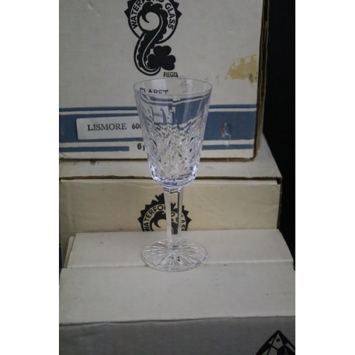 48 - Selection of Waterford crystal items to include brandy decanter, spirit decanter, six sherry glasses... 