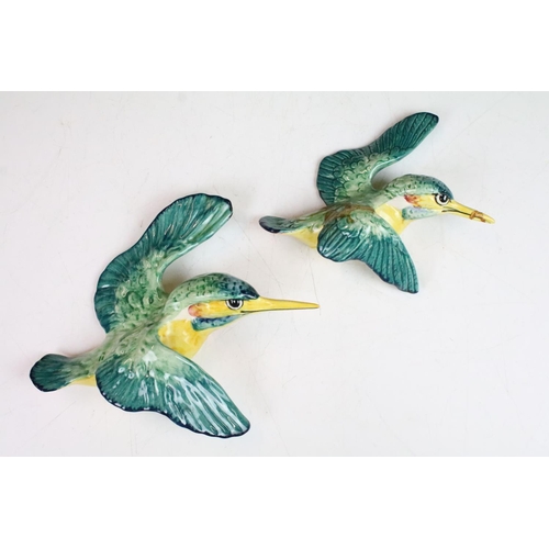 5 - Pair of Beswick ceramic wall decoration flying kingfishers, numbered 729-1 and 729-2