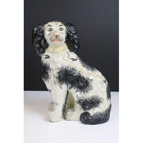 64 - Pair of hand painted King Charles Spaniel mantle dogs